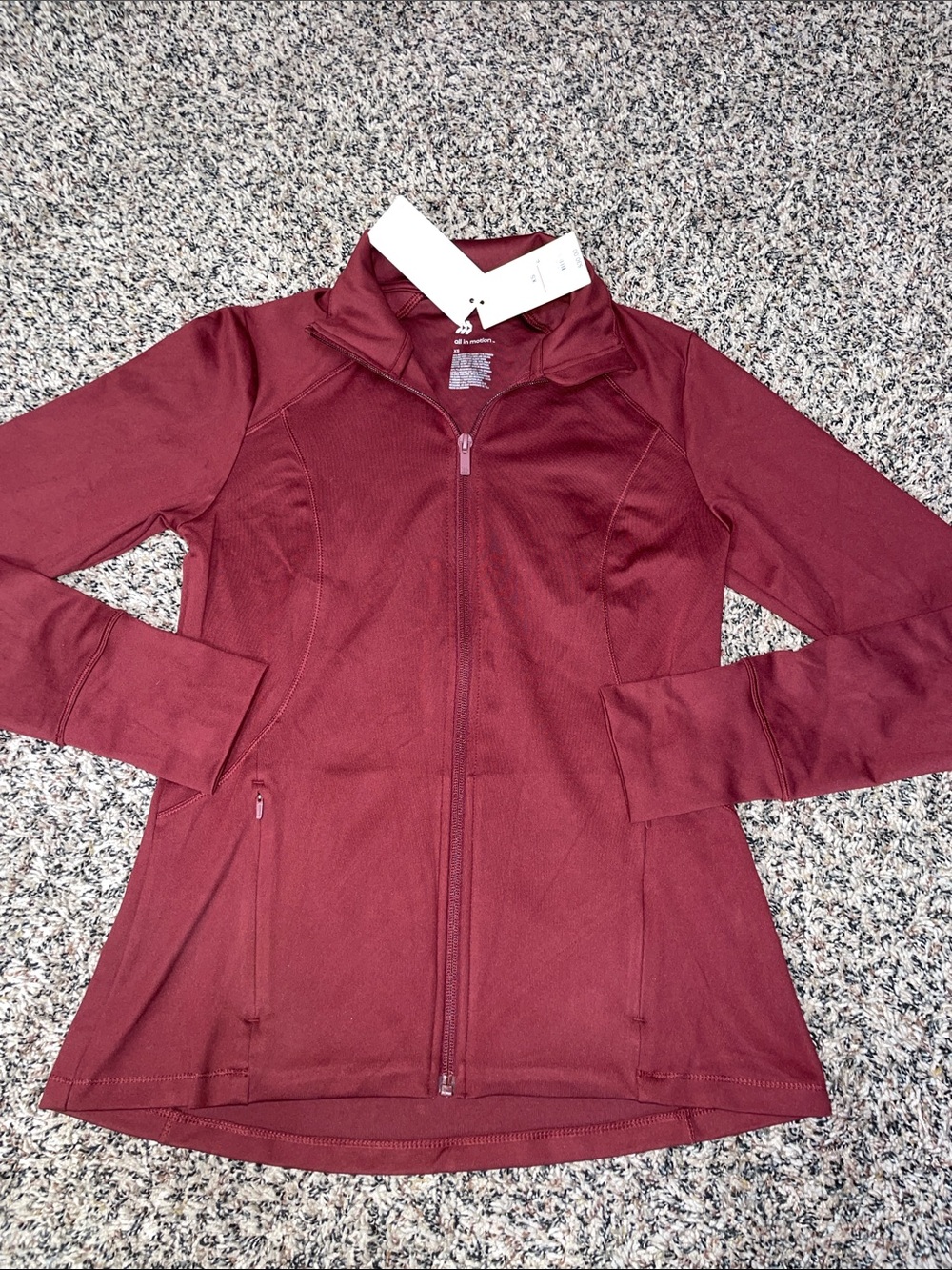all in motion Women's Maroon Knit Full-Zip Slim Fit Jacket Size XS NWT - Picture 2 of 6